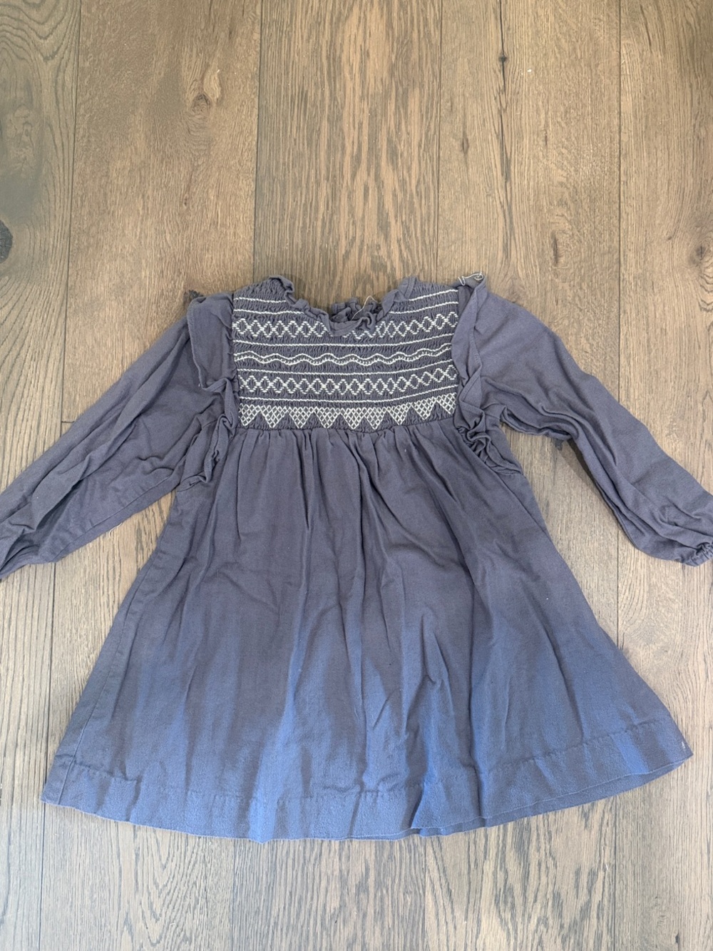 Zara Girls Smocked Long-Sleeve Dress - Lilac
